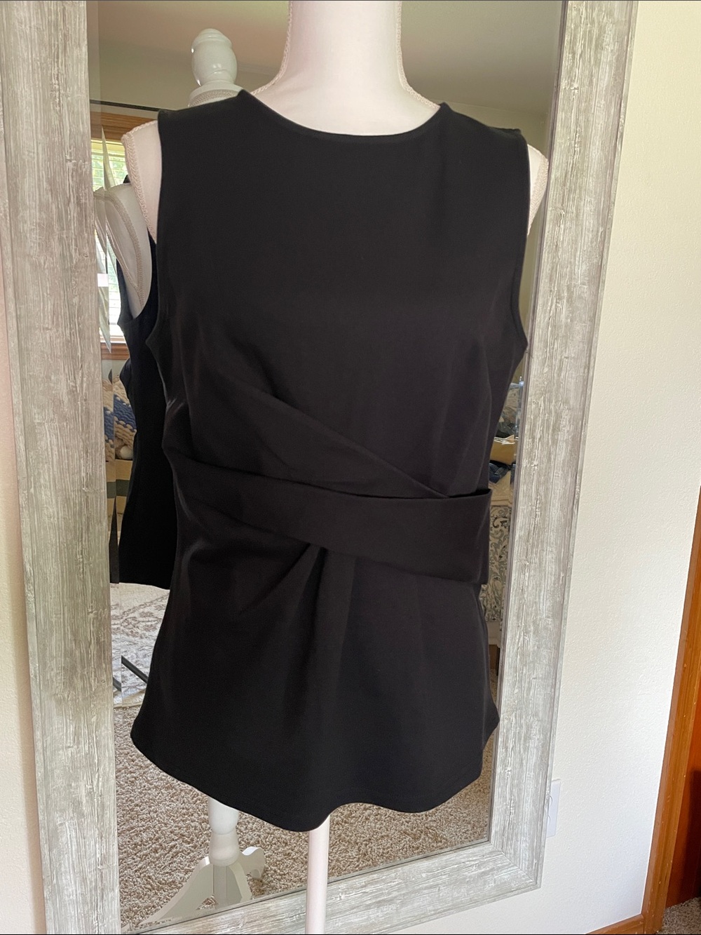 Nordstrom Black Sleeveless Knot-Front Tunic